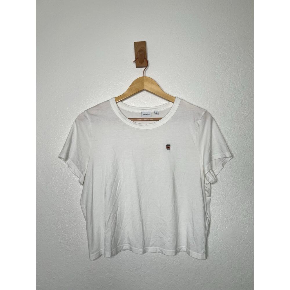 Aritzia Sunday Best White Coffee Icon Cropped Tee Size Large - Picture 1 of 5